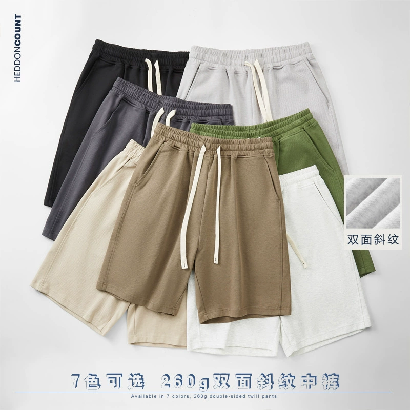 Dengjue мужская одежда 260g твил двухсторонняя хлопковая дышащая новая японская укороченные брюки спортивные прямые брюки мужские средние брюки