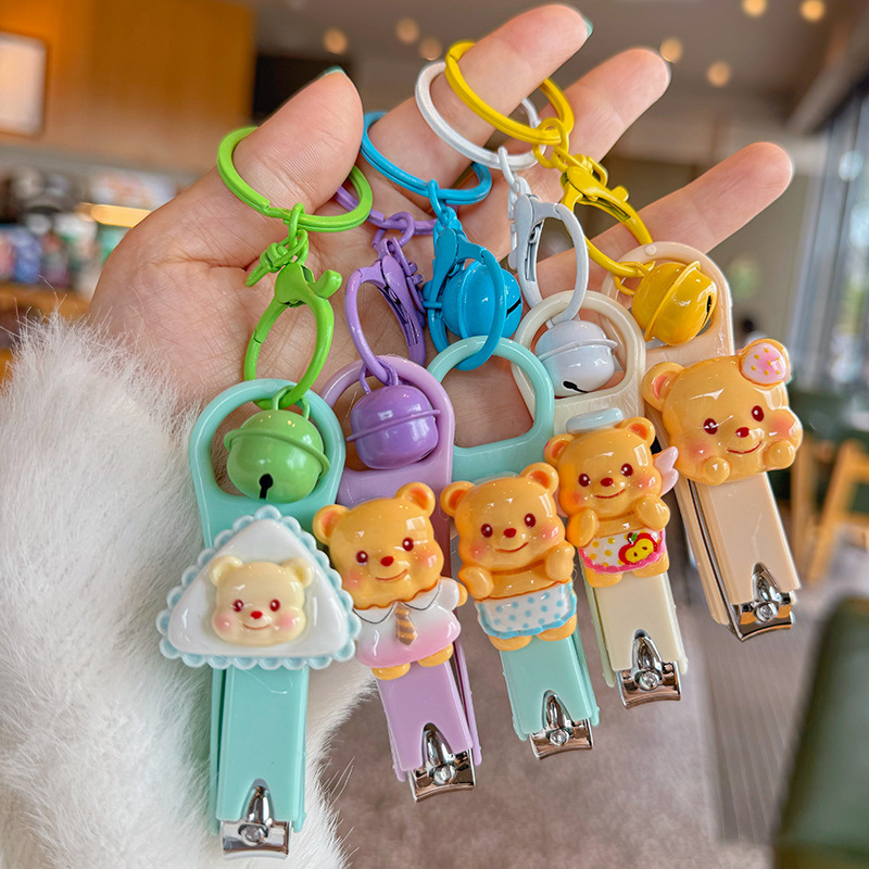 Cute Cartoon Safety Nail Scissors Girls Single Children Student Portable small size Toe Repair Pliers Keychain