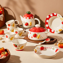 乔迁新居礼品水壶茶具餐具套装结婚新婚礼物好柿花生高颜值泡面碗