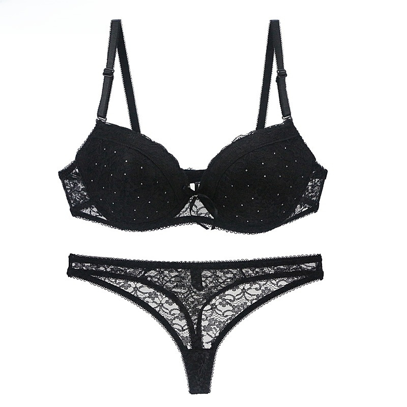 thumbnail image 3 of Conjunto de sujetador de encaje de diamantes sexy europeo y americano que reúne sujetadores de mujer y lencería de deseos, 3 of 4