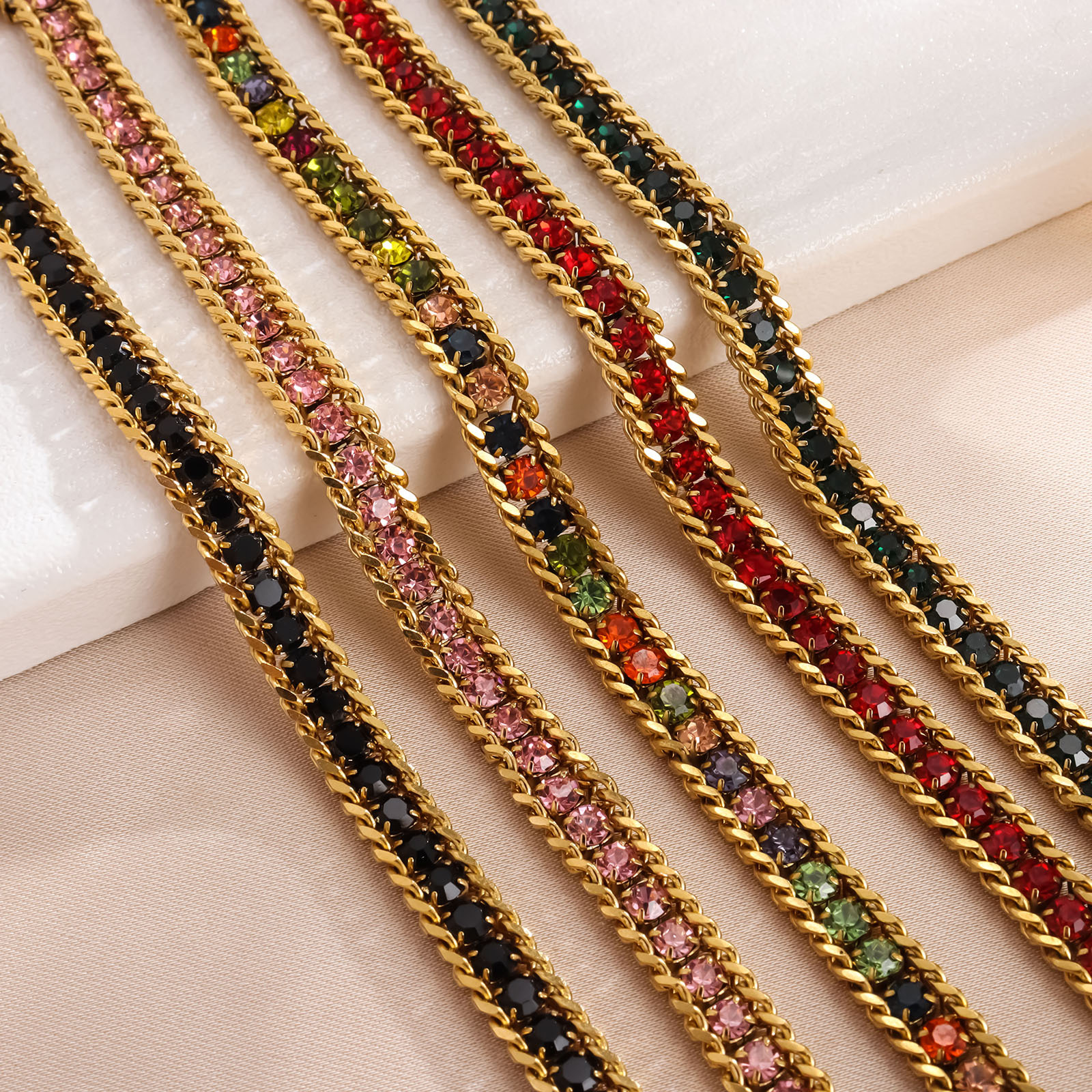 long-rui-europe-and-the-united-states-hot-stainless-steel-bracelet-micro-diamond-fashion-simple-three-layer-diamond-encrusted-light-luxury-bracelet long-rui-europe-and-the-united-states-hot-stainless-steel-bracelet-micro-diamond-fashion-simple-three-layer-diamond-encrusted-light-luxury-bracelet