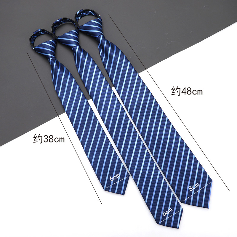 Cravatta con cerniera uomo stile coreano blu a righe formale_voghion.com