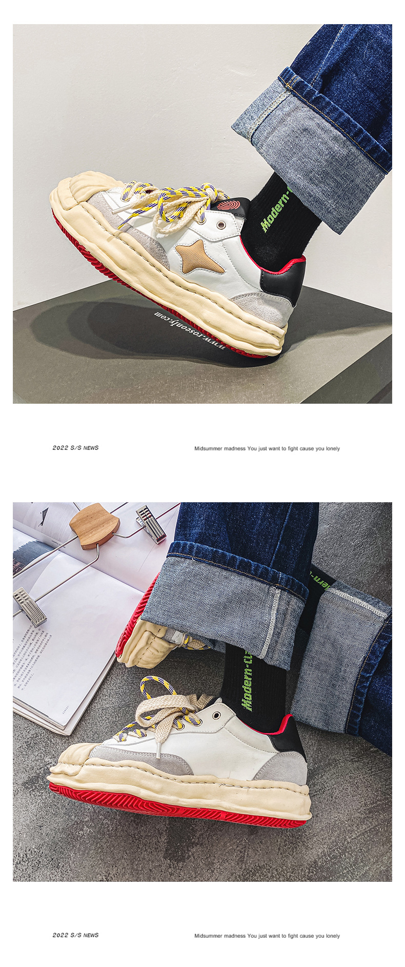 Neues Nischendesign: Sanyuan Kangyu Shell Head Dissolved Koreanische Sport- und Freizeit-Schnürschuhe mit dicker Sohle für Herren_voghion.com