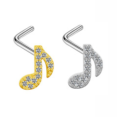 Gaibei European and American cross-border simple and fashionable zircon musical note nose studs and nose ornaments, personalized light luxury piercing jewelry, nose studs and nose rings