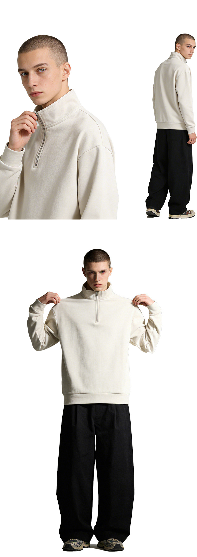 Men's Turtleneck Half-zipper Sweater With Stand-up Collar_voghion.com