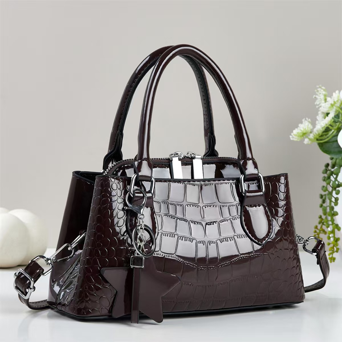 Moda atmósfera cocodrilo bolso de mano casual bolso de hombro de moda simple bolso de mano