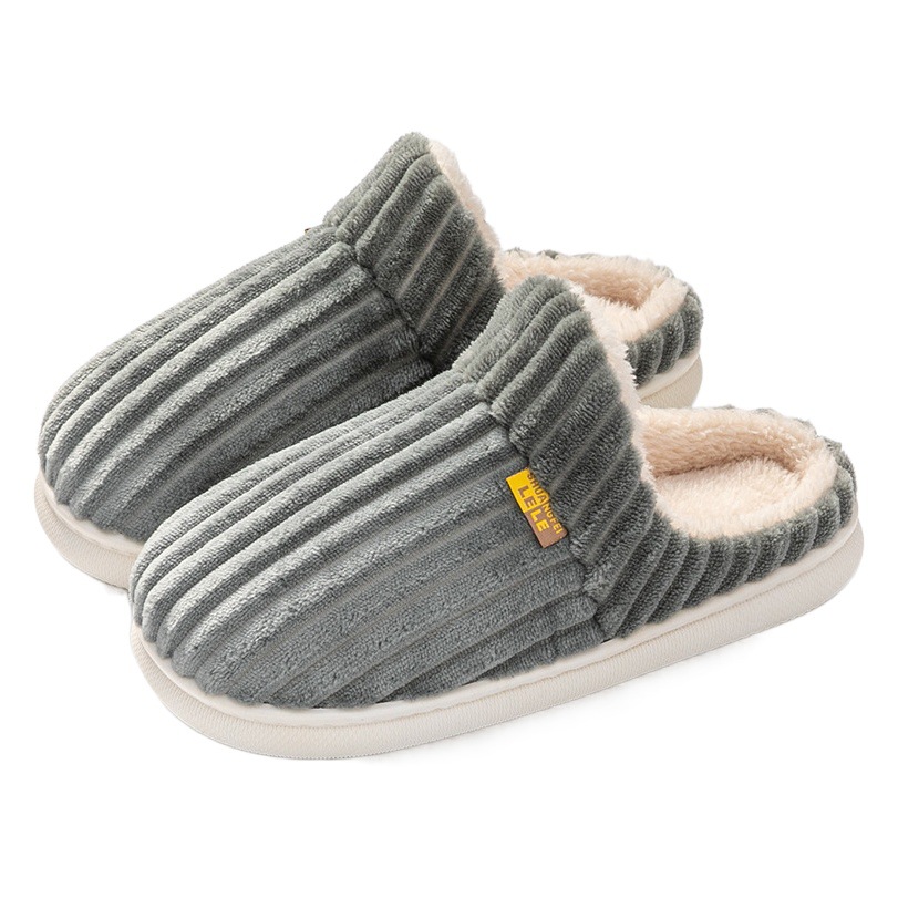 Zapatillas de algodón de invierno para mujeres pareja hogar cálido felpa interior bolsa de tacón de los hombres de fondo grueso posparto confinamiento zapatos de algodón