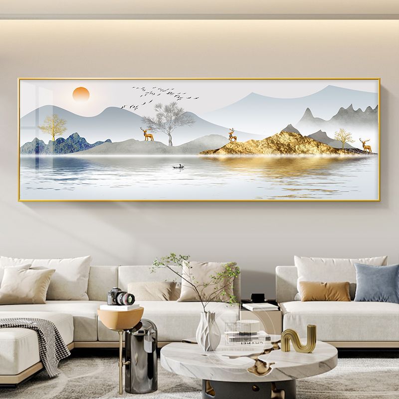 Liushui Shengcai sala de estar pintura decorativa nuevo sofá chino fondo pintura colgante de pared salón de té Zen pinturas murales paisajes