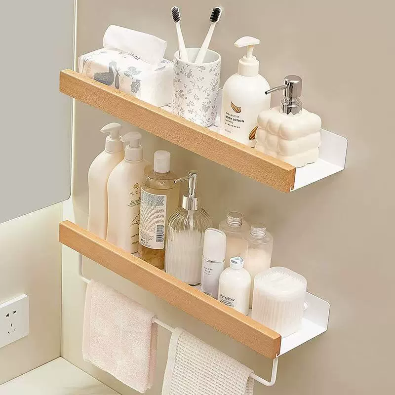 Creamy style bathroom storage rack wash basin without punching bathroom wall-mounted wall toilet storage towel rack