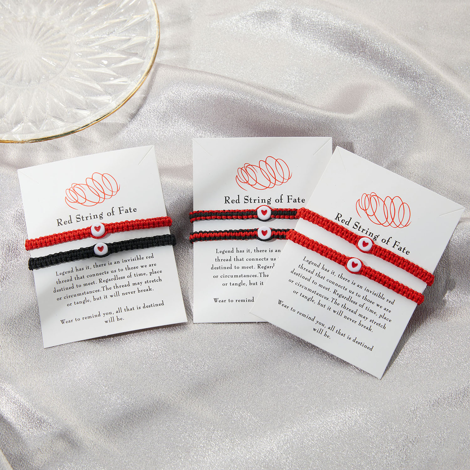 Vendita calda creativo due pezzi rosso corda braccialetto fortunato fatto a mano tessitura amore coppia fidanzata gioielli_voghion.com