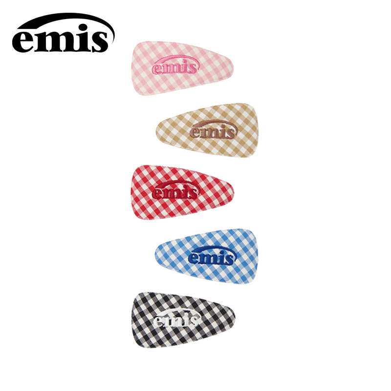 Korean Emis Hair Clip 2024 Autumn and Winter New Checkered Letter Embroidery Hair Clip Side Clip Hair Accessory Bangs Bb Clip