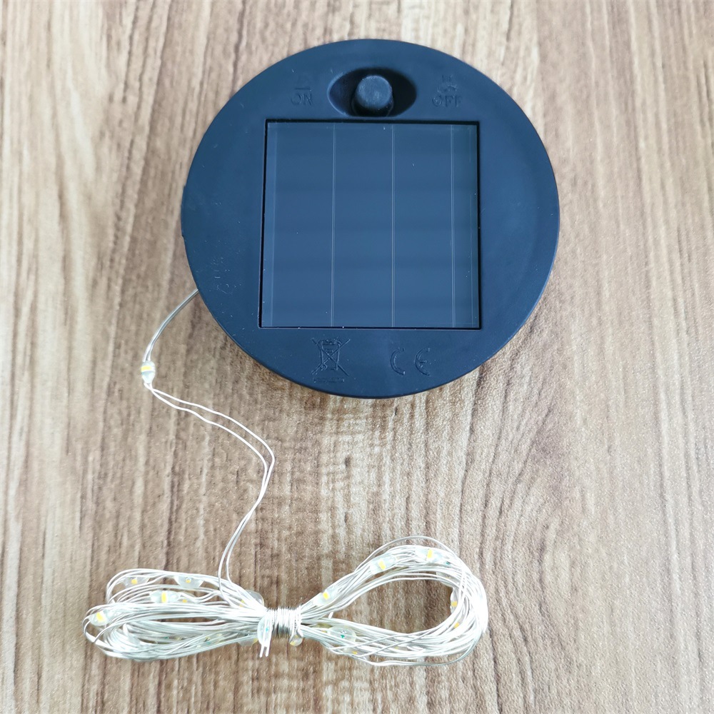 Lámpara solar, lámpara de cadena, 7cm, accesorios de caja de batería redonda, artesanías de plástico, botellas de vidrio, accesorios de lámpara de cerámica