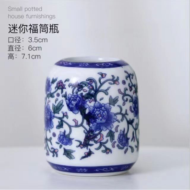 Decoración de jardín de cheongsam decoración de sala de estar de alto nivel decoración de estudio belleza floral porcelana azul seco gabinete de televisión