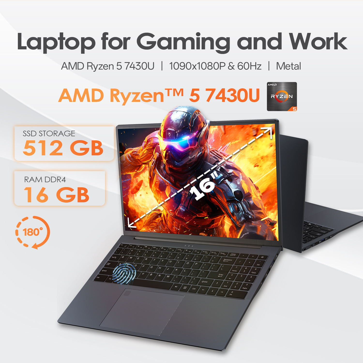 新款16寸A规IPS屏 AMD R5 7430U商务办公学生游戏本laptop工厂