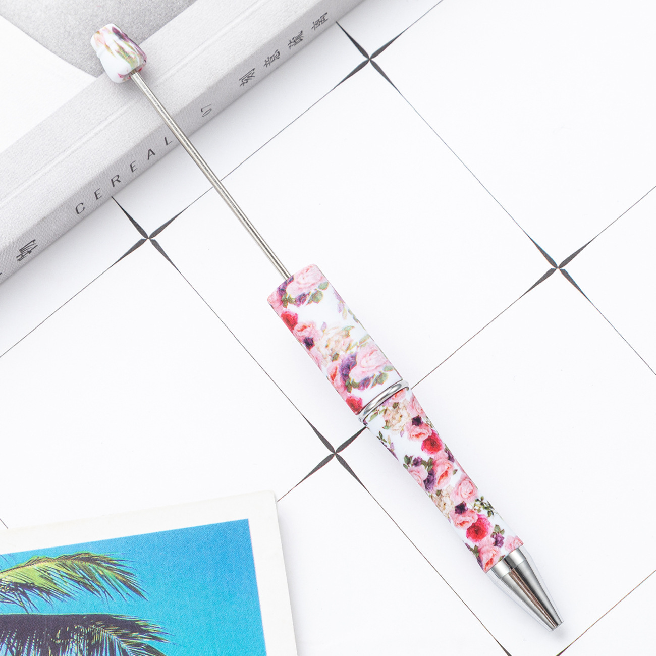 Diy plástico creativo mano de leopardo flor de cuentas al por mayor de alto valor de impresión plástico cuentas