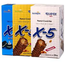 韩国进口三进x5黑巧克力棒长条花生香蕉夹心能量棒零食批发