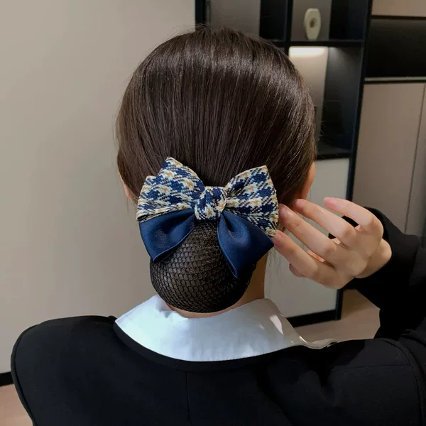 Korean-Style High-End Professional Women's Hair Accessory, Nurse Bow Hair Net, Flight Attendant Exclusive Hair Accessory, Bank Hair Clip, Hair Net