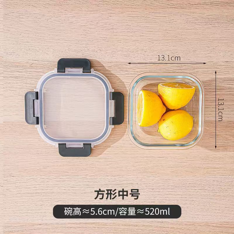 Tuppers rectangulares de vidrio borosilicato con tapa, grado alimenticio