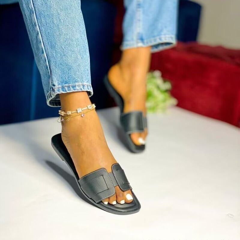 Amazon Cross-Border Hot Selling European and American Large Size Flats Shoes Summer Daily Casual Outer Wear Women's Slippers