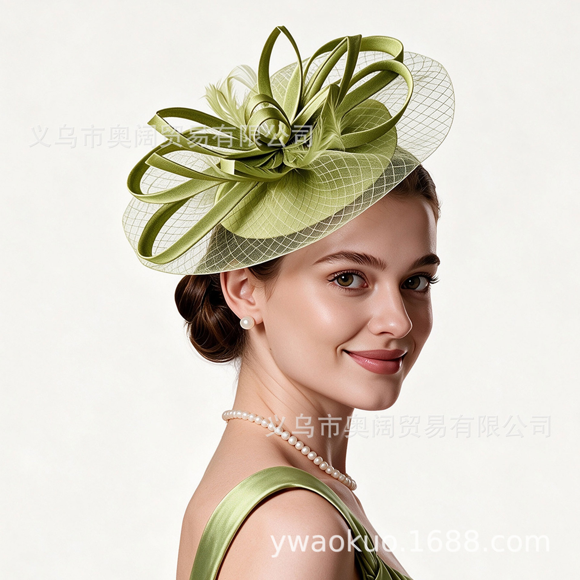 Cross-border European and American Horse Racing Festival Hats, Women's Headwear, Bridal Headwear, Mesh Feather Hair Accessories, Flower Headpieces Wholesale