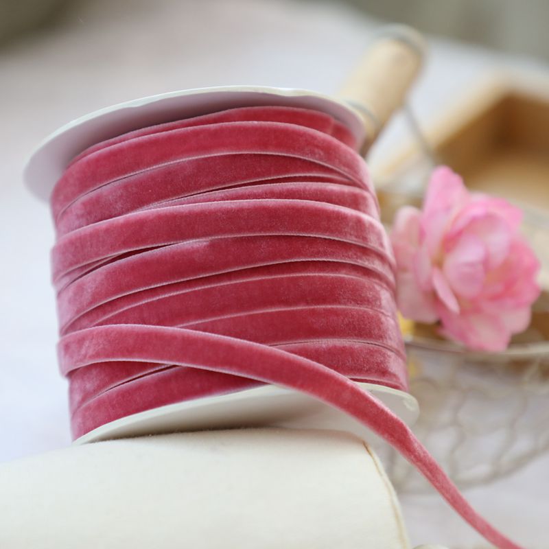 1cm de ancho terciopelo flocado correa de tejido correa de arco correa de ropa hecha a mano sombrero accesorios accesorios materiales DIY