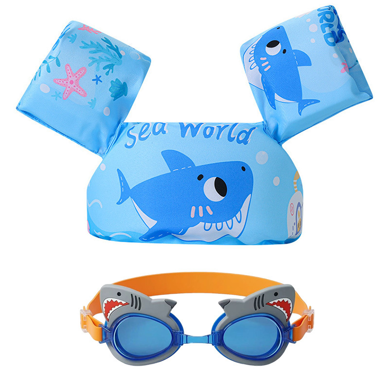 Chaleco flotante infantil de dibujos animados grueso chaleco de natación para niños combinación de gafas de natación pony image 29