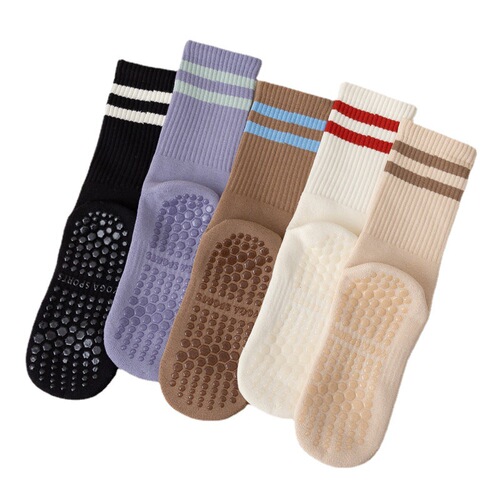 Thickened terry yoga socks silicone non-slip women's mid-calf socks pure cotton indoor fitness Pilates professional sports socks