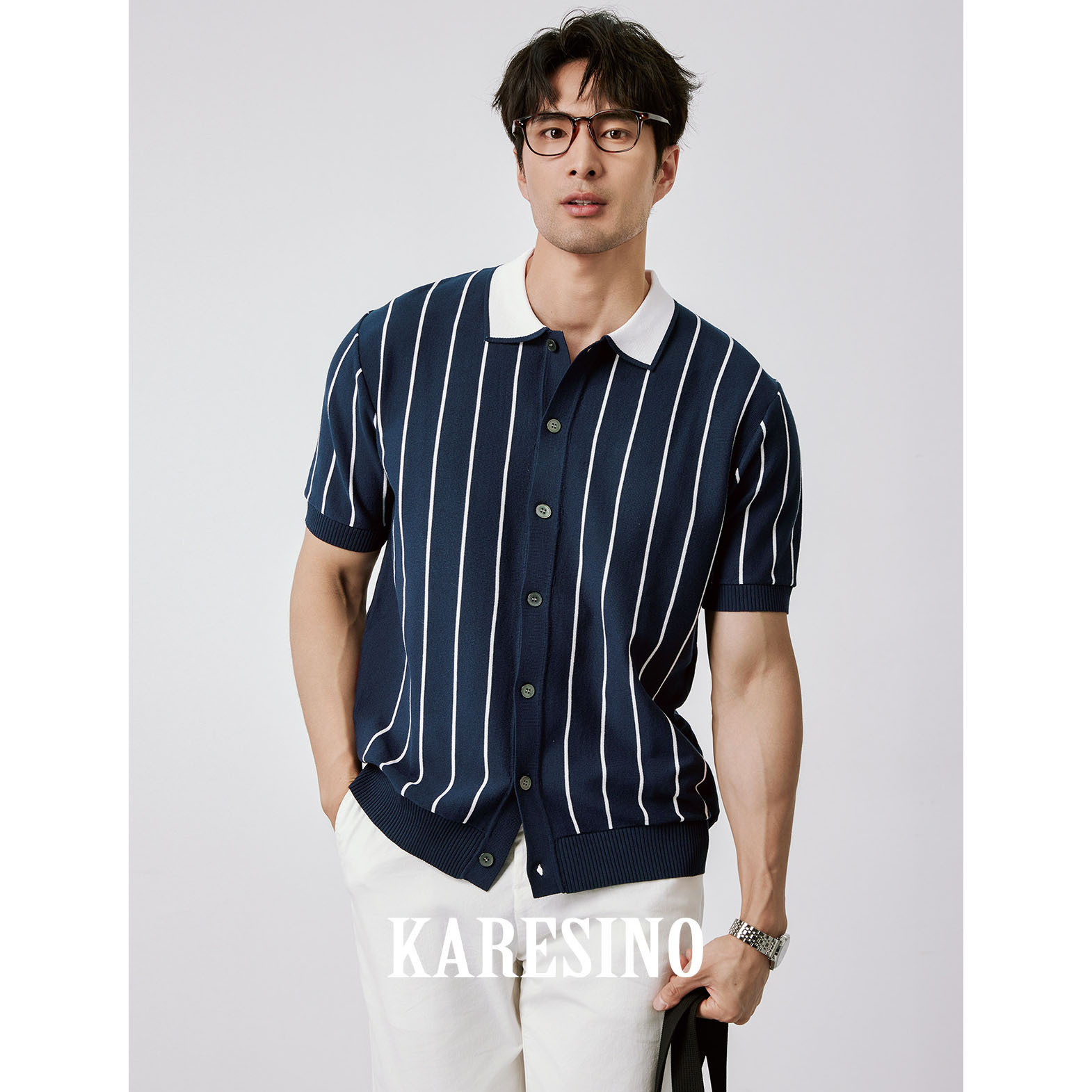 Polo camiseta de punto camiseta de manga corta hombre cardigan rayas viejos negocios de verano transfronterizo transpirable fábrica al por mayor