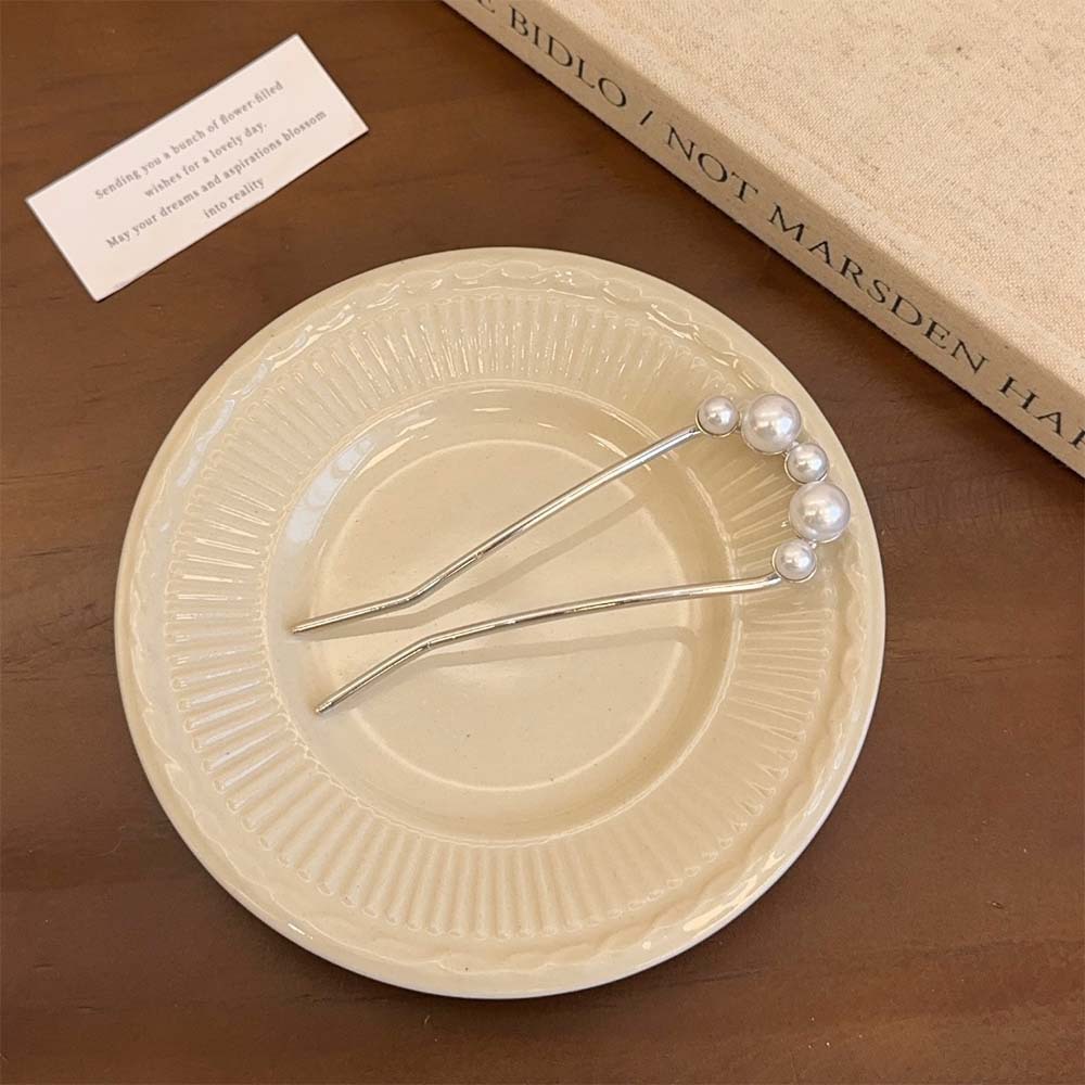 Estilo coreano moderno y simple pinzas de cabello de metal para mujeres diarias bola de cabello tipo cabeza de pinzas de cabello de perla temperamento pinzas de cabello