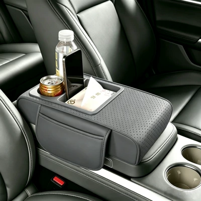 Box, Multifunctional Storage Box — Armrest box pad - three-dimensional-punching-gray