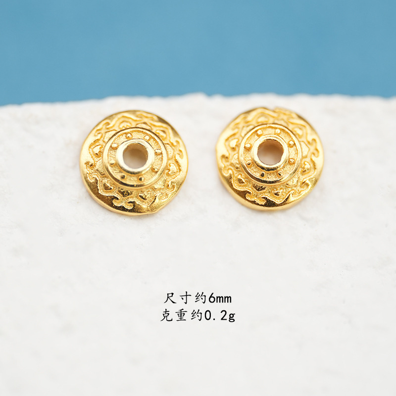 S925银镀24K金花托隔片手链项链串饰diy配件手工隔珠半成品|undefined