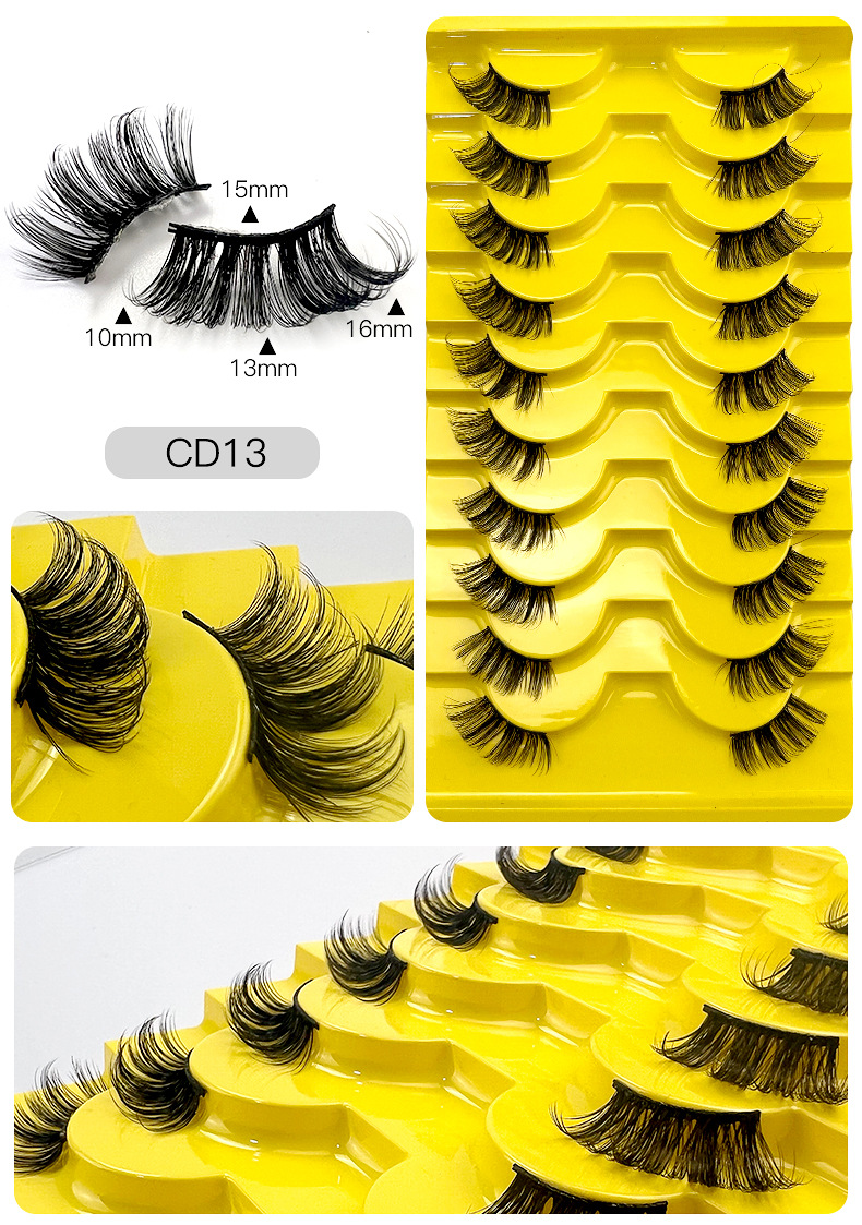 European and American cross border hot selling 10 pairs of chemical fiber half eye false eyelashes natural simulation thick curled eyelashes wholesale_voghion.com