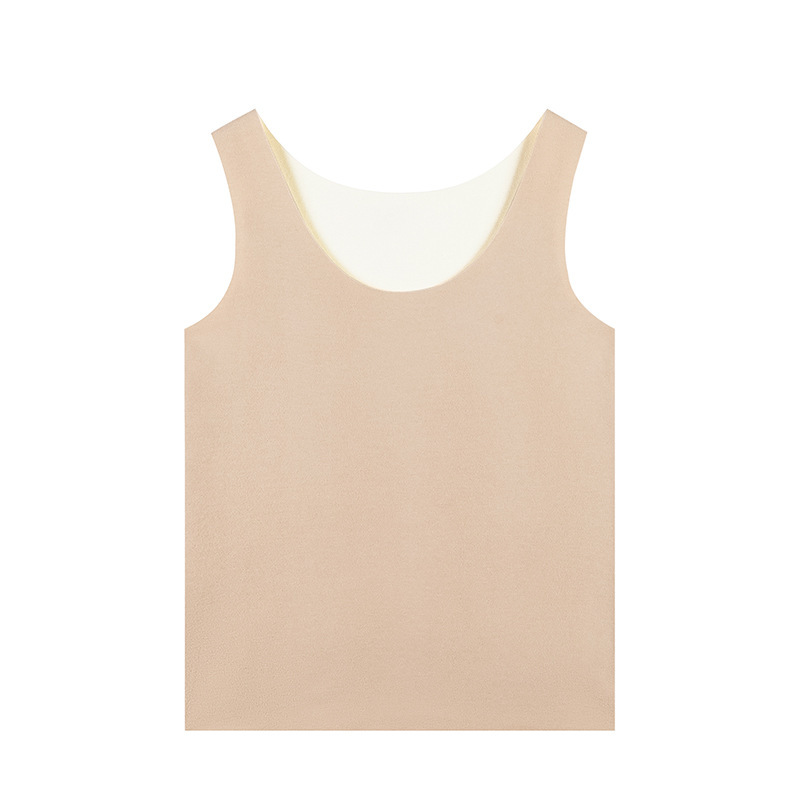 Chaleco superior térmico sin costuras con forro polar de otoño e invierno camisa de fondo de terciopelo de doble cara para mujer ropa interior térmica catiónica para mujer