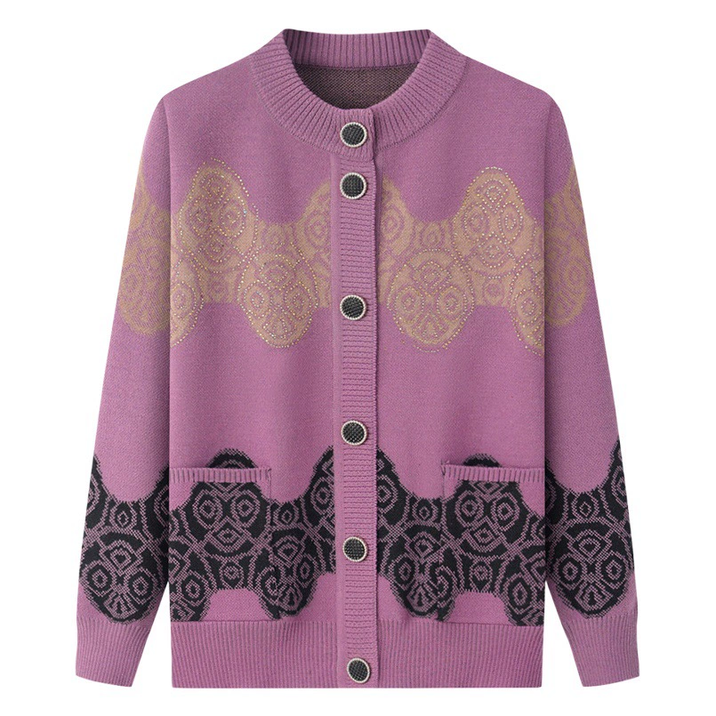 Женский осенне-зимний свитер для бабушки, пальто на флисовой подкладке, утепленный трикотаж для мамы, кардиган, весенний Топ для средних лет