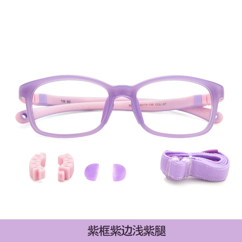 Marco de gafas de miopía infantil siete colores luz opcional tr90 Marco de gafas para niños ligero flexible Marco de gafas para niños