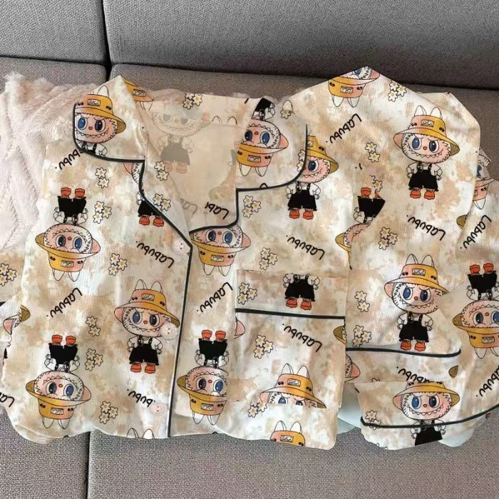 源头工厂长袖睡衣女春秋季云朵棉翻领开衫长裤家居服外贸抖音爆款|undefined