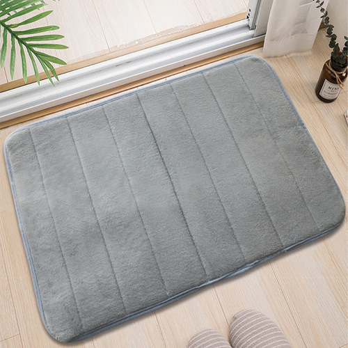 Bathroom coral velvet water-absorbent mat, non-slip foot mat, simple solid color embroidered rug, household entrance mat