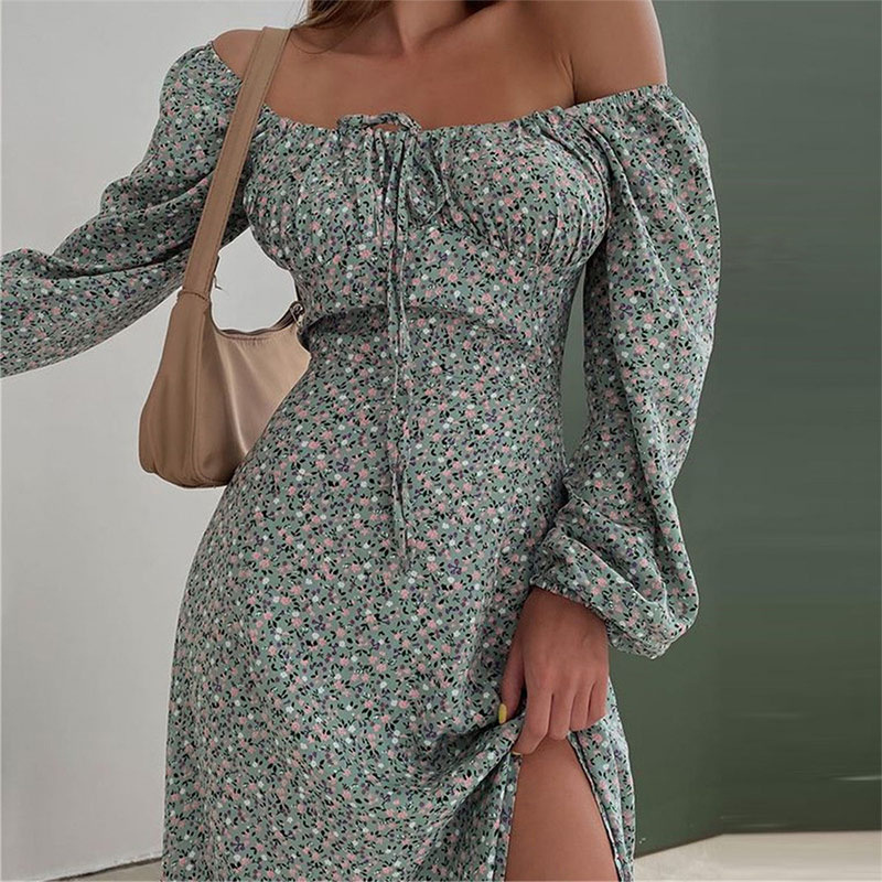 Women's New Style Printed Floral Halter Slim Sling Dress