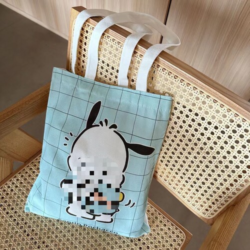 Canvas bag for women, single-shoulder crossbody, large-capacity eco-friendly shopping bag, handbag, cotton bag, cartoon
