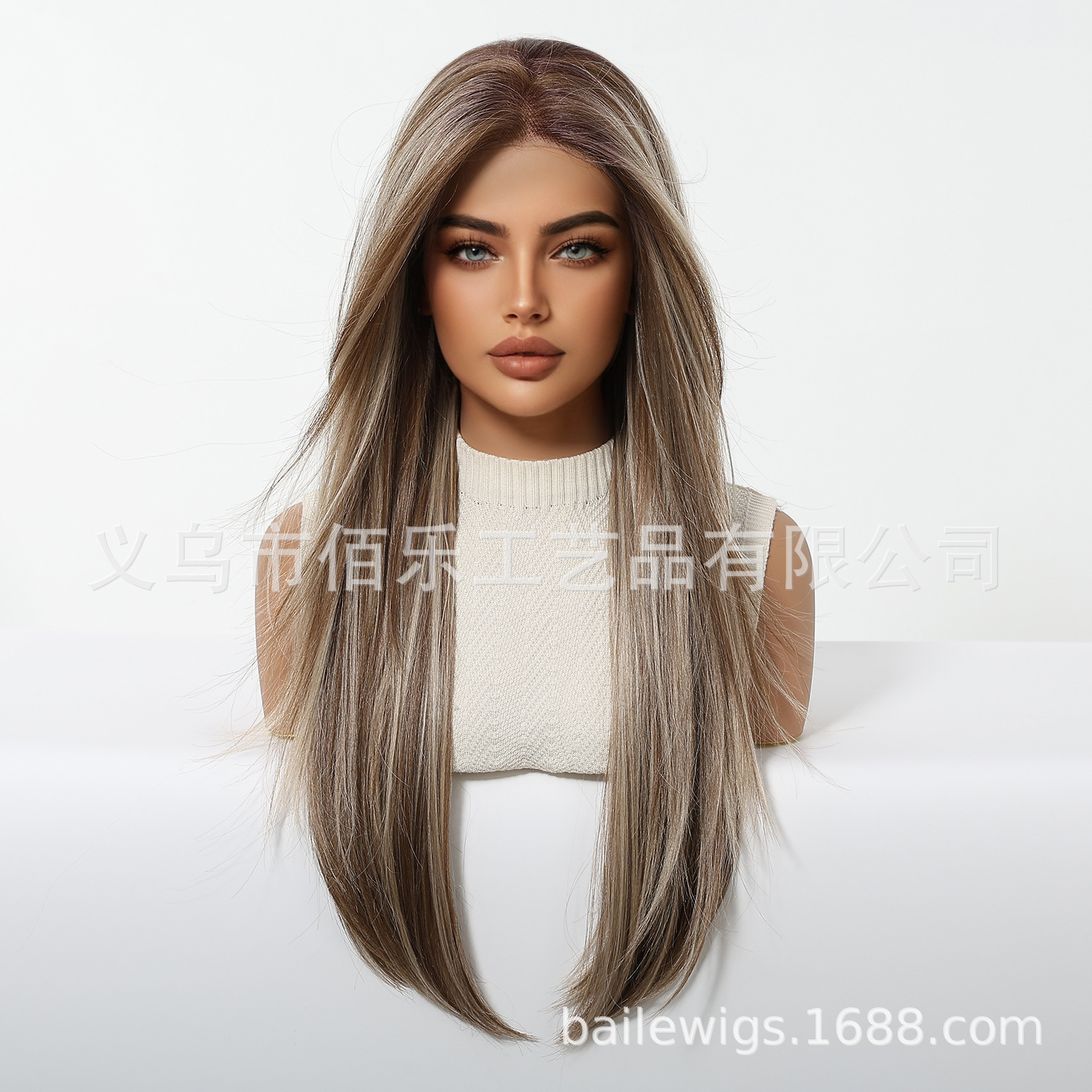 Encaje de área grande 13*6 peluca marrón mixto cabello largo y liso venta caliente europea y americana cubierta completa lace wig
