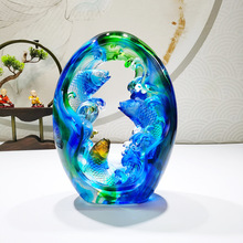 厂家直销桌面摆件琉璃鱼摆件乔迁升职送礼吉祥鱼摆件琉璃风生水起