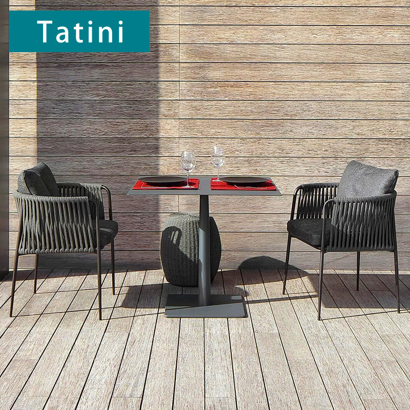 Mesa y silla al aire libre patio ocio jardín impermeable protección solar terraza nórdica de caña silla de caña combinación de mesa y silla de balcón
