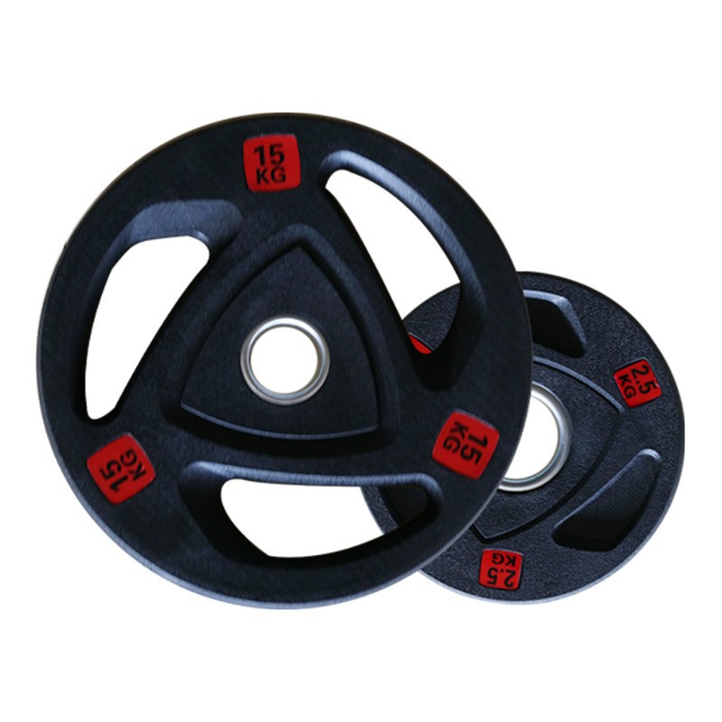 Tres y cuatro agujeros de hierro fundido revestido de barras de peso gimnasio de peso de polo austríaco pieza de campana voladora gran agujero cuatro fuerza de pieza de tendón