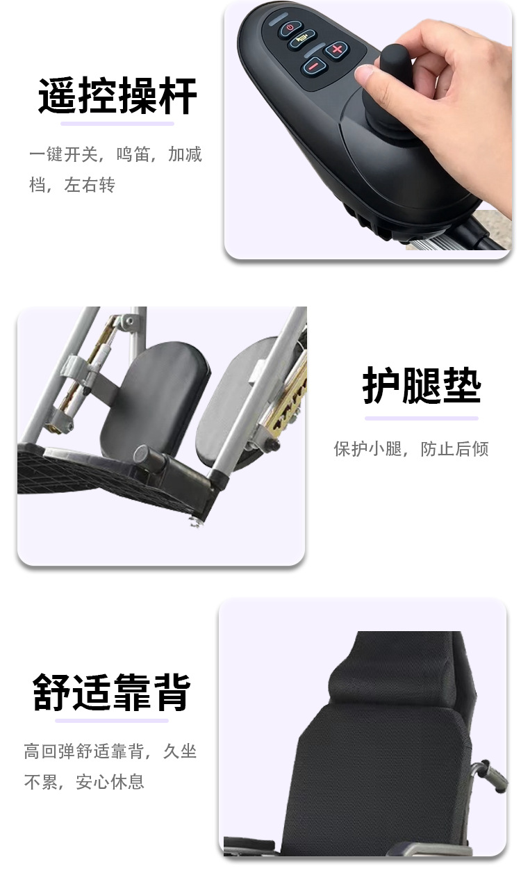 Electric Wheelchair for the Elderly, Intelligent Fully Automatic Foldable Portable Wheelchair for the Disabled and Elderly Four-Wheel Scooter