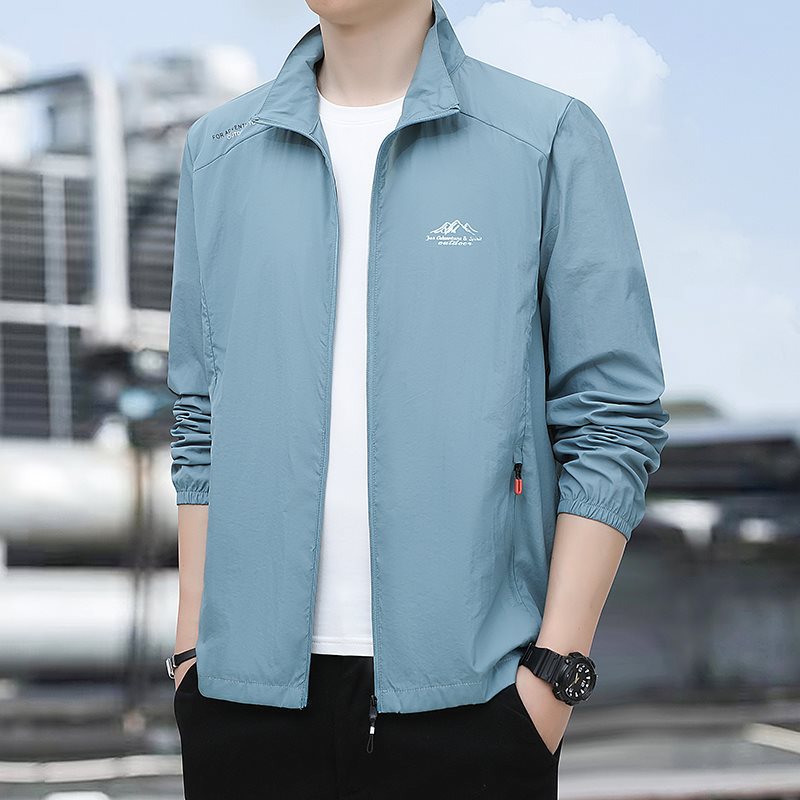 2024夏季新款男装立领无帽款冰丝防晒衣男夏季外套透气防晒服