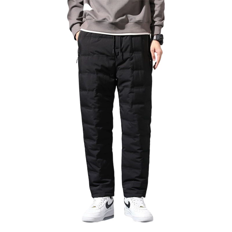 Пуховики, мужские утолщенные теплые белые утиный пух 90 лет, молодежные брюки больших размеров для пап среднего и пожилого возраста, уличные хлопковые брюки на флисовой подкладке
