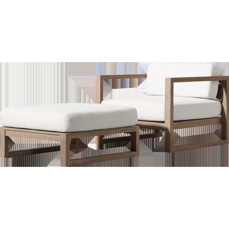 Sofá de patio para exteriores, conjunto de muebles de jardín impermeables y resistentes al sol, muebles de terraza para villa de madera de teca anticorrosión. image 5