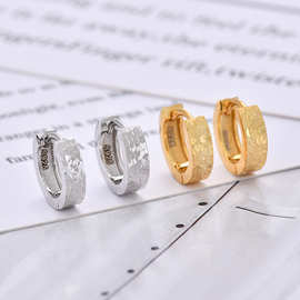 S925纯银碎冰冰耳扣轻奢小众爆闪简约高级感耳圈精致龙鳞纹耳环女