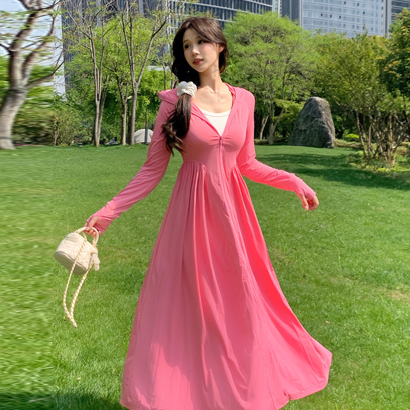 Ropa de protección solar para mujeres verano nuevo vestido largo anti-UV vestido largo de hielo todo el cuerpo ropa de protección solar blusa