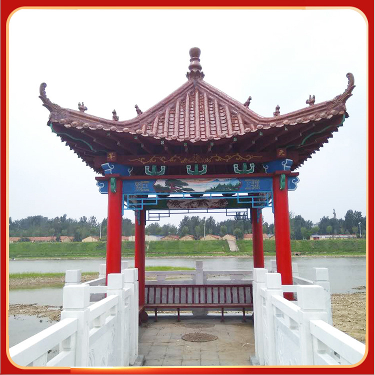 古建凉亭户外庭院双层仿古水泥仿木水泥亭子四角六角八角彩绘凉亭-阿里巴巴